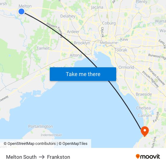 Melton South to Frankston map