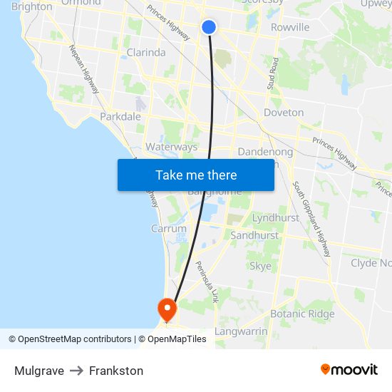 Mulgrave to Frankston map