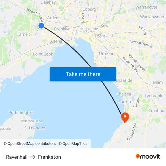 Ravenhall to Frankston map