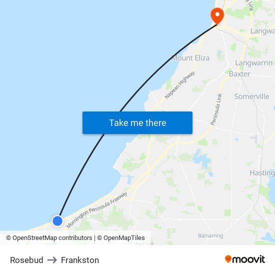 Rosebud to Frankston map