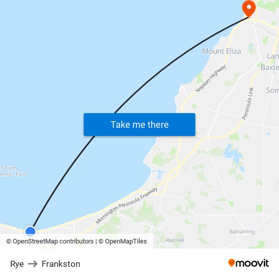 Rye to Frankston map