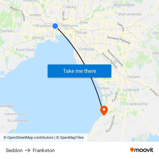 Seddon to Frankston map