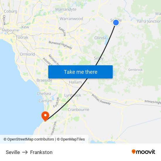 Seville to Frankston map