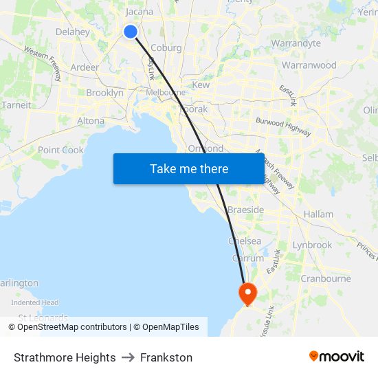 Strathmore Heights to Frankston map