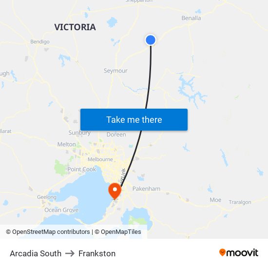 Arcadia South to Frankston map