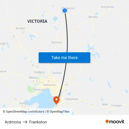 Ardmona to Frankston map