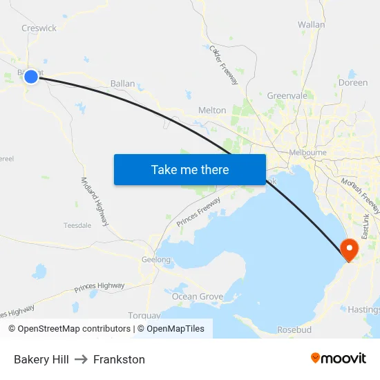 Bakery Hill to Frankston map