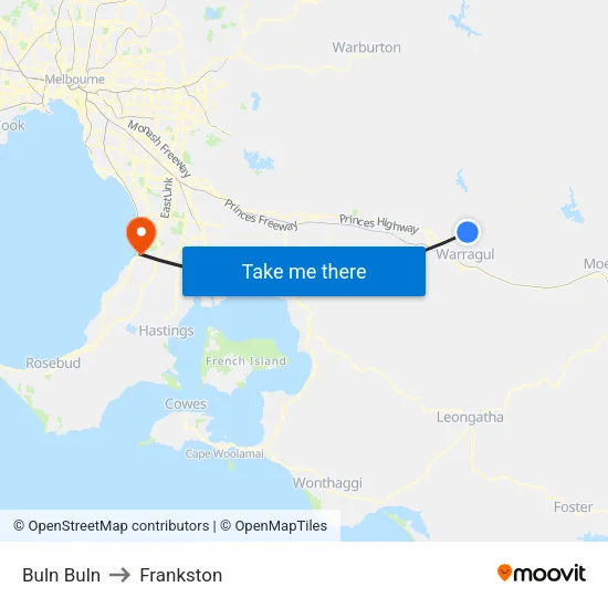 Buln Buln to Frankston map