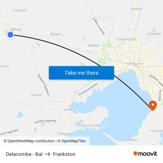 Delacombe - Bal to Frankston map