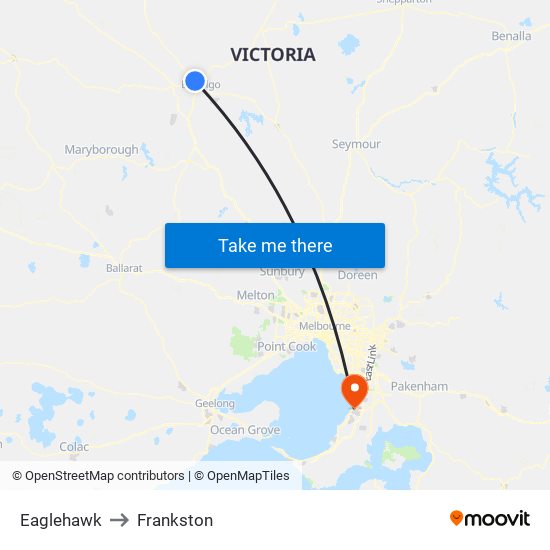 Eaglehawk to Frankston map