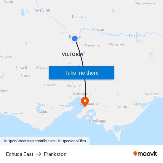 Echuca East to Frankston map
