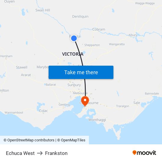 Echuca West to Frankston map
