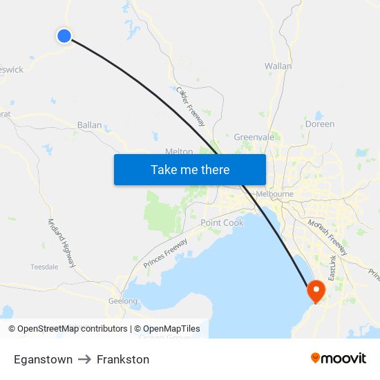 Eganstown to Frankston map