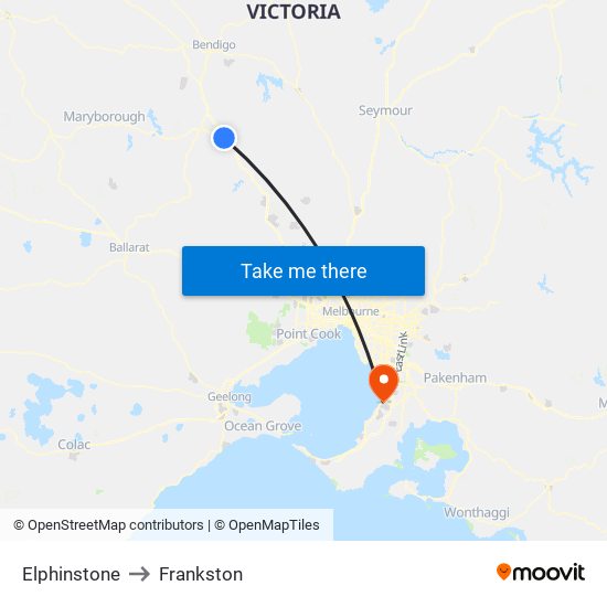 Elphinstone to Frankston map