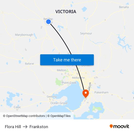 Flora Hill to Frankston map