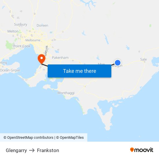 Glengarry to Frankston map