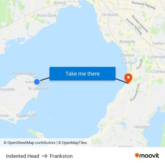 Indented Head to Frankston map