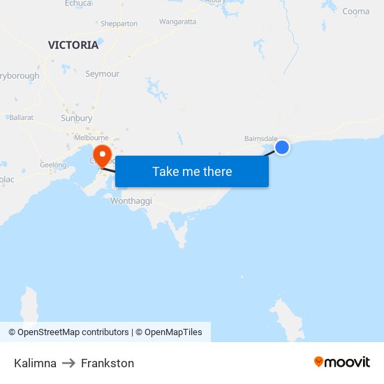 Kalimna to Frankston map