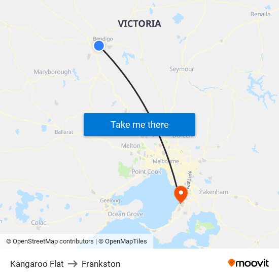 Kangaroo Flat to Frankston map