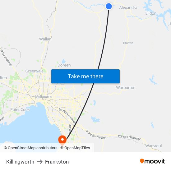 Killingworth to Frankston map