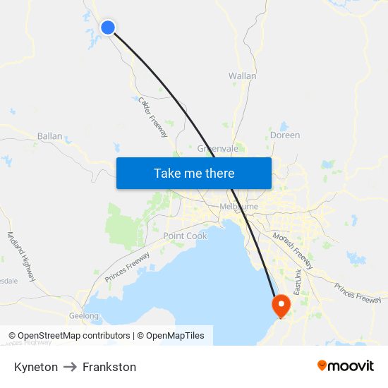 Kyneton to Frankston map