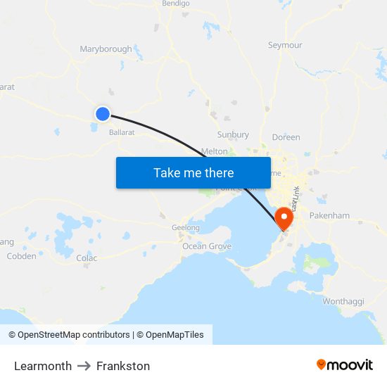 Learmonth to Frankston map