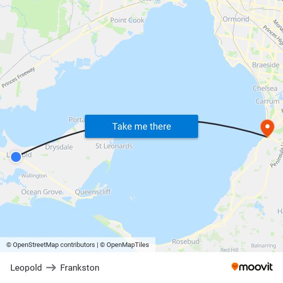 Leopold to Frankston map