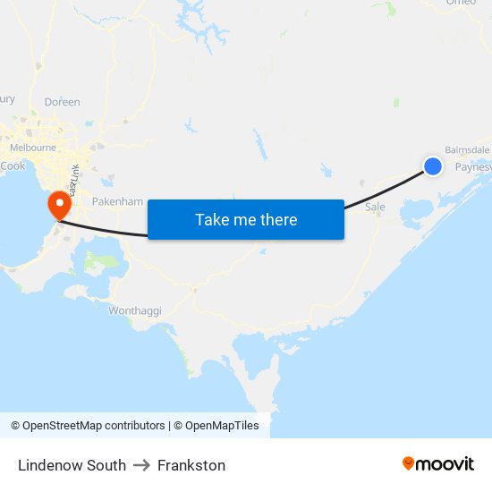 Lindenow South to Frankston map