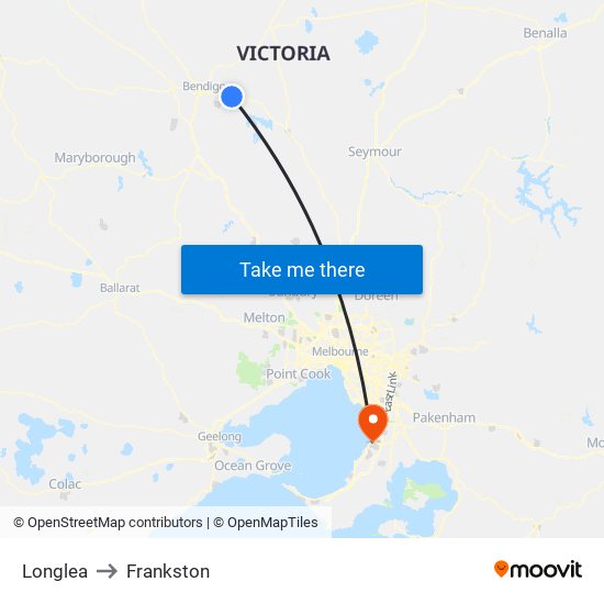 Longlea to Frankston map