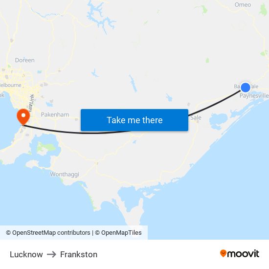 Lucknow to Frankston map