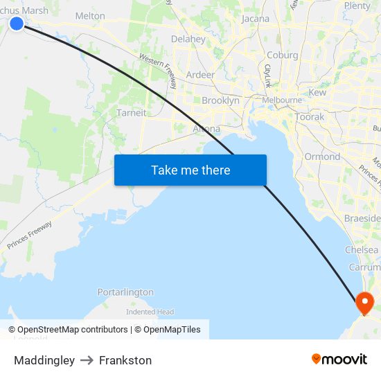 Maddingley to Frankston map