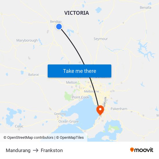 Mandurang to Frankston map