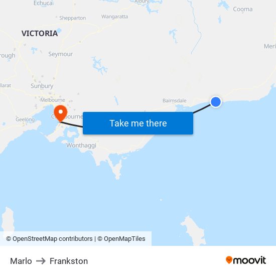 Marlo to Frankston map