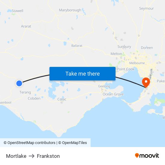 Mortlake to Frankston map