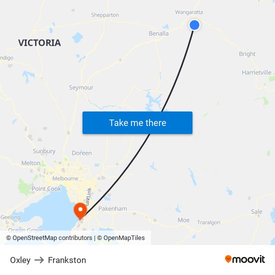 Oxley to Frankston map