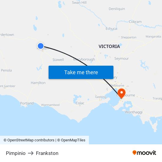 Pimpinio to Frankston map