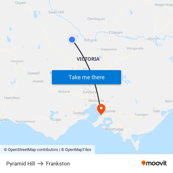 Pyramid Hill to Frankston map