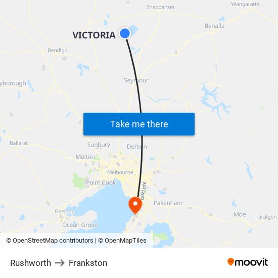 Rushworth to Frankston map