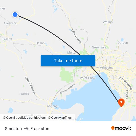 Smeaton to Frankston map