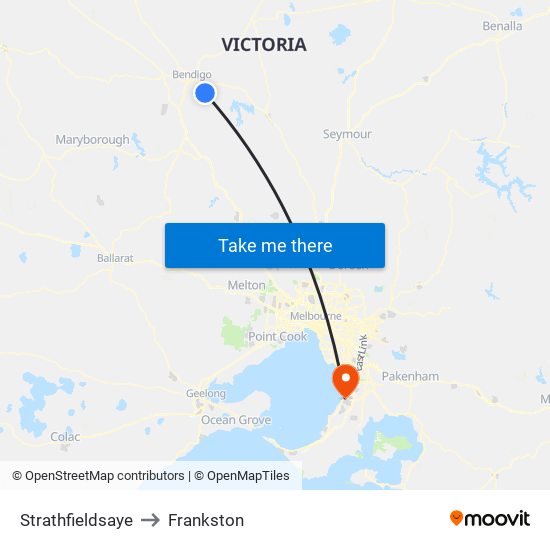 Strathfieldsaye to Frankston map