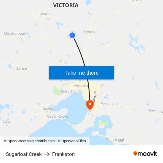 Sugarloaf Creek to Frankston map