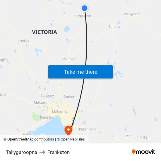 Tallygaroopna to Frankston map