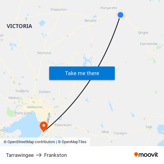 Tarrawingee to Frankston map
