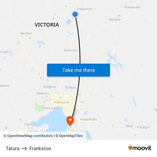 Tatura to Frankston map