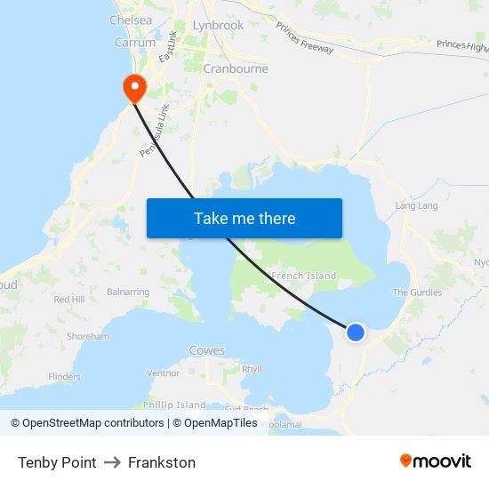 Tenby Point to Frankston map