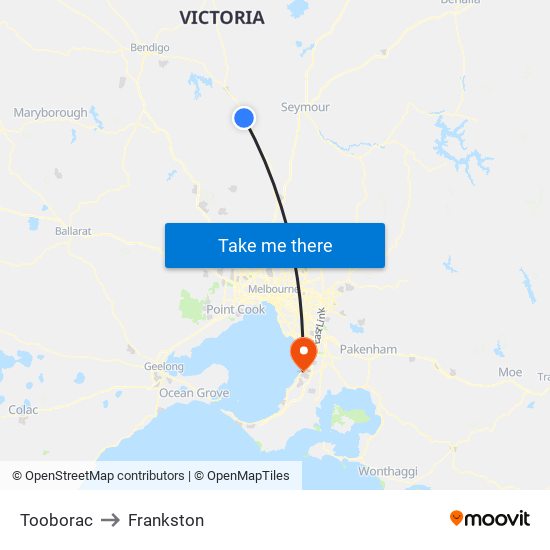 Tooborac to Frankston map