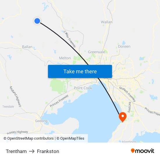 Trentham to Frankston map