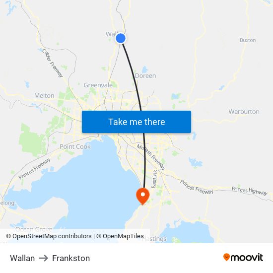 Wallan to Frankston map