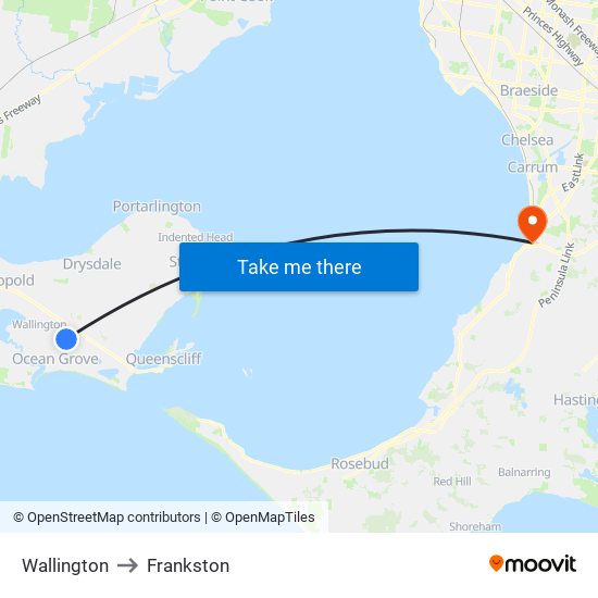 Wallington to Frankston map