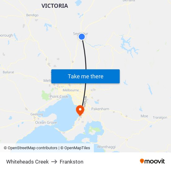 Whiteheads Creek to Frankston map